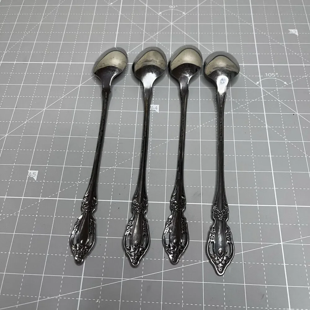 (4) Oneida HH Distinction Deluxe Raphael Stainless Iced Dessert Teaspoons